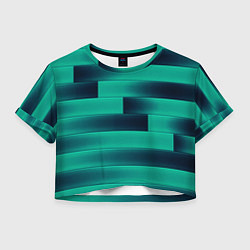 Футболка 3D укороченная женская Color light blue square, цвет: 3D-принт