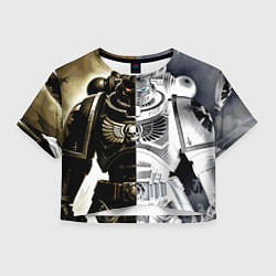 Футболка 3D укороченная женская Warhammer 40k космодесантник, цвет: 3D-принт