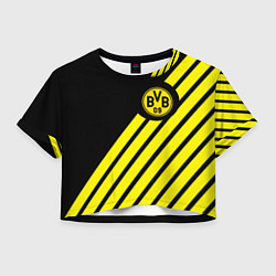 Футболка 3D укороченная женская Borussia geometry yellow, цвет: 3D-принт