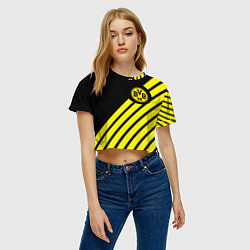 Футболка 3D укороченная женская Borussia geometry yellow, цвет: 3D-принт — фото 2