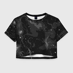 Футболка 3D укороченная женская Угольный серый простой абстрактный, цвет: 3D-принт