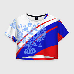 Женский топ Герб на фоне цветов флага бело-сине-красный