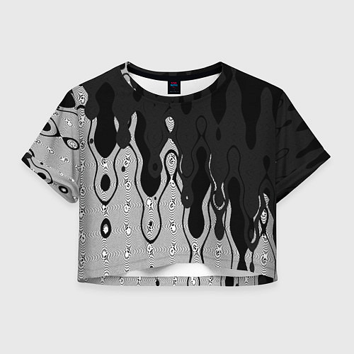 Женский топ Чёрно-белый абстракция стекающаяся / 3D-принт – фото 1