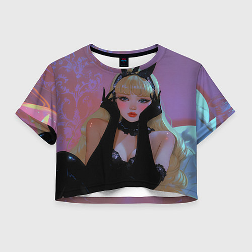 Женский топ Девушка - черная кошка / 3D-принт – фото 1