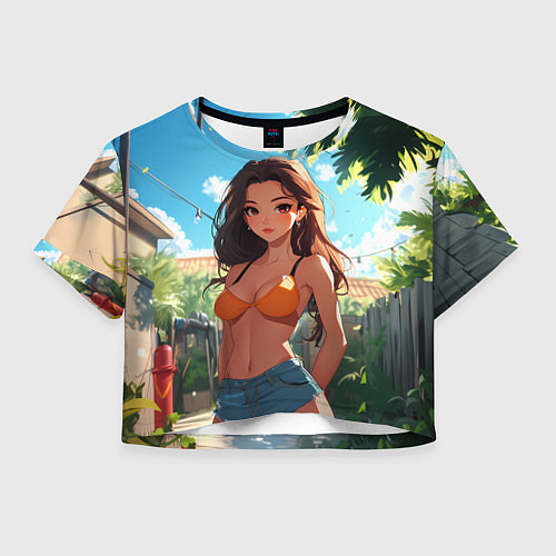 Женский топ Милая девушка во дворе / 3D-принт – фото 1