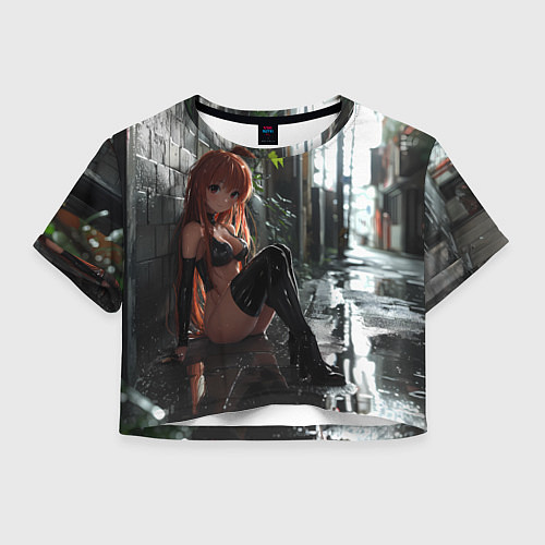 Женский топ Девушка в переулке под дождем / 3D-принт – фото 1
