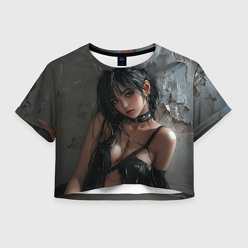 Женский топ Азиатская брюнетка в рваном белье / 3D-принт – фото 1