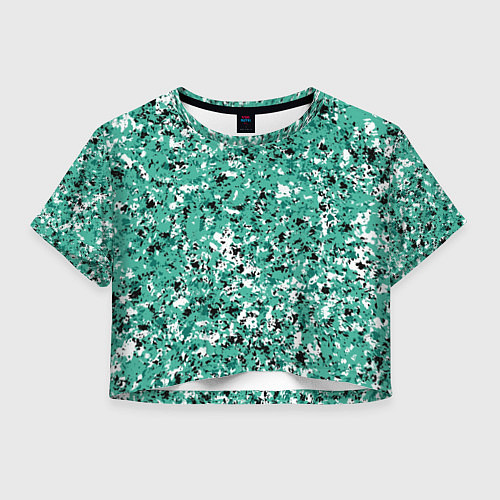 Женский топ Бирюзовый с чёрно-белыми пятнами / 3D-принт – фото 1