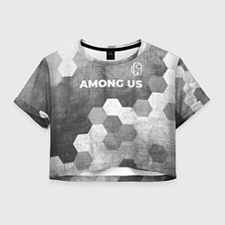 Футболка 3D укороченная женская Among Us - grey gradient посередине, цвет: 3D-принт