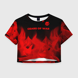 Футболка 3D укороченная женская Gears of War - red gradient посередине, цвет: 3D-принт