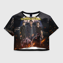 Футболка 3D укороченная женская Supernatural - true hunters, цвет: 3D-принт