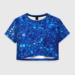Футболка 3D укороченная женская Блестящие синие отражения, цвет: 3D-принт