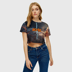 Футболка 3D укороченная женская ACDC логотип группы с молнией, цвет: 3D-принт — фото 2