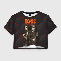 Футболка 3D укороченная женская ACDC спинами друг другу, цвет: 3D-принт