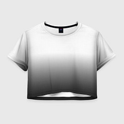 Футболка 3D укороченная женская Из белого в чёрный градиент с точками, цвет: 3D-принт