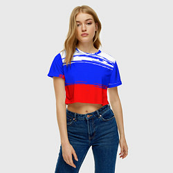 Футболка 3D укороченная женская Патриот - флаг, цвет: 3D-принт — фото 2