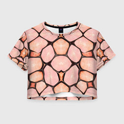 Футболка 3D укороченная женская Розовые пятна жирафа, цвет: 3D-принт