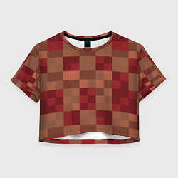Футболка 3D укороченная женская Бордовые пиксели, цвет: 3D-принт