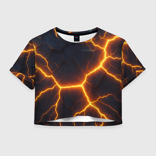 Женский топ Молнии и черные объемные плиты / 3D-принт – фото 1