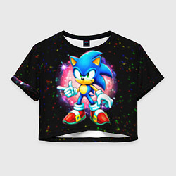 Футболка 3D укороченная женская Sonic in space, цвет: 3D-принт