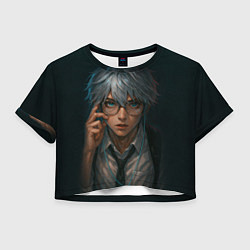 Футболка 3D укороченная женская Стильный мужчина в очках, цвет: 3D-принт