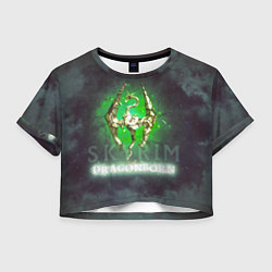 Футболка 3D укороченная женская Skyrim gold logo Dragonborn, цвет: 3D-принт