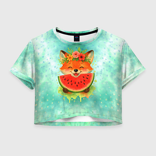 Женский топ Веселая лисичка ест арбуз / 3D-принт – фото 1