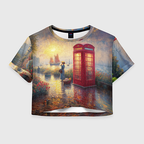 Женский топ Женщина у телефонной будки на набережной / 3D-принт – фото 1