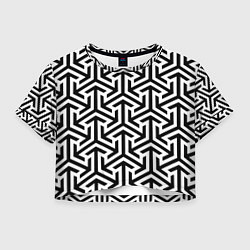 Футболка 3D укороченная женская Кубическая абстракция, цвет: 3D-принт