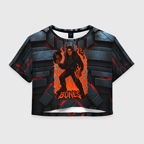 Женский топ Bones в стиле дьявола с пластинкой / 3D-принт – фото 1