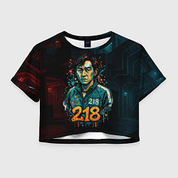 Футболка 3D укороченная женская Игра в кальмара игрок 218 граффити, цвет: 3D-принт