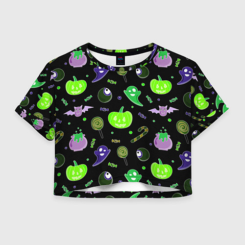 Женский топ Halloween black pumpkin pattern / 3D-принт – фото 1