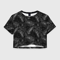 Футболка 3D укороченная женская Palm black and white, цвет: 3D-принт
