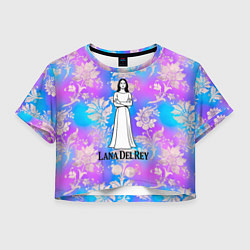 Футболка 3D укороченная женская Lana Del Rey нарисованная черными линиями, цвет: 3D-принт