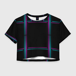 Футболка 3D укороченная женская Neon pink light blue, цвет: 3D-принт