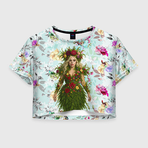 Женский топ Леди Гага в платье из листьев и цветов / 3D-принт – фото 1