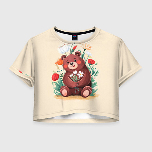 Женский топ Мишаня с букетом / 3D-принт – фото 1