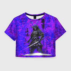 Футболка 3D укороченная женская Призрак самурай - неоновые краски, цвет: 3D-принт