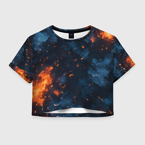 Женский топ Синий камуфляж с искрами / 3D-принт – фото 1