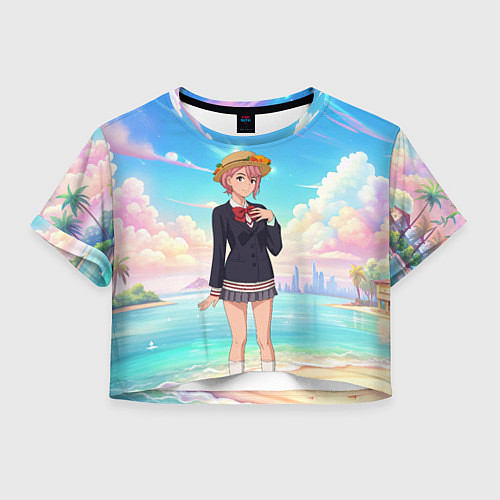 Женский топ Дандадан Сиратори Айра на берегу моря / 3D-принт – фото 1