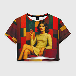 Женский топ Девушка в кресле ретро поп-арт 1970-е