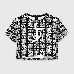 Футболка 3D укороченная женская Doom logo japan, цвет: 3D-принт