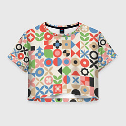 Женский топ Геометрический узор с цветочными элементами - ретр