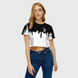 Футболка 3D укороченная женская Doom logo жидкие краски, цвет: 3D-принт — фото 2