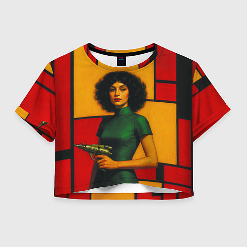 Женский топ Девушка с бластером ретрофутуризм поп-арт 1970-е / 3D-принт – фото 1