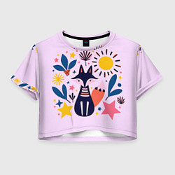 Футболка 3D укороченная женская Под солнцем и звёздами, цвет: 3D-принт