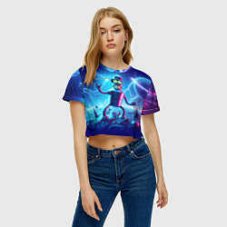 Футболка 3D укороченная женская Bender on neon planet - ai art fantasy, цвет: 3D-принт — фото 2