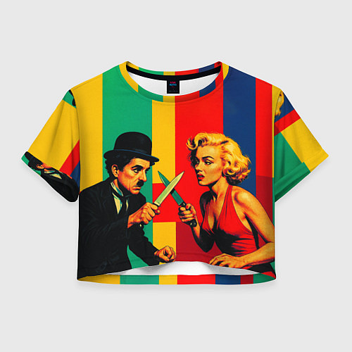Женский топ Чарли Чаплин против Мэрилин Монро поп-арт / 3D-принт – фото 1