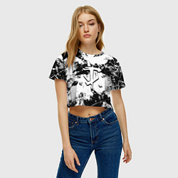 Футболка 3D укороченная женская Doom краски всплеск белые, цвет: 3D-принт — фото 2