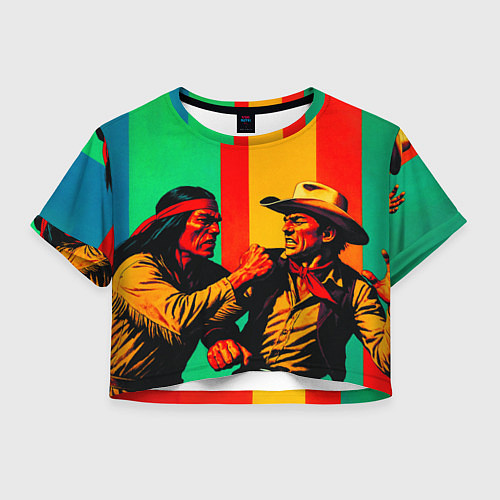 Женский топ Ковбой против индейца поп-арт / 3D-принт – фото 1